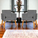 Ver imagem 4 de Kit 3 Poltronas para Recepção Nina Suede Cores Pé Palito 30cm Castanho - Suede