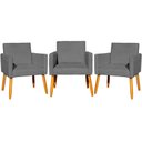 Ver imagem 1 de Kit 3 Poltronas para Recepção Nina Suede Cores Pé Palito 30cm Castanho - Suede