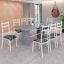 Ver imagem 1 de Conjunto Sala de Jantar Mesa Retangular 180x75cm Tampo Granito Ocre 8 Cadeiras Marselha