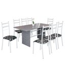 Ver imagem 2 de Conjunto Sala de Jantar Mesa Retangular 180x75cm Tampo Granito Ocre 8 Cadeiras Marselha