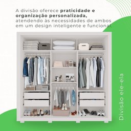 Guarda-roupa Casal com Espelho 3 Portas 4 Gavetas Costa Rica - 8