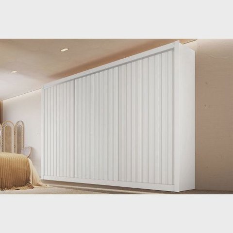 Guarda Roupa Casal Ripado 3 Portas 6 Gavetas - York-branco - Móveis Europa