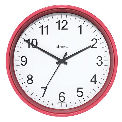 Relógio de Parede Moderno 22cm Herweg - 6101: Vermelho