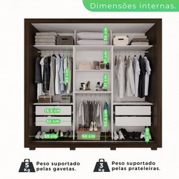 Guarda-roupa Casal com Espelho 3 Portas 4 Gavetas Costa Rica - 4