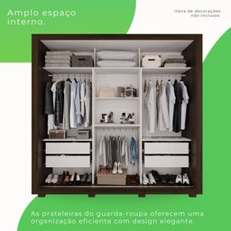 Guarda-roupa Casal com Espelho 3 Portas 4 Gavetas Costa Rica - 6