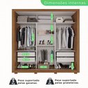 Ver imagem 4 de Guarda-Roupa Casal 3 Portas com Espelho Central 4 Gavetas com Pés Costa Rica Cinamomo