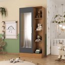 Ver imagem 1 de Guarda Roupa Infantil 1 Porta com Espelho Sara Bege/Cinamomo/Chumbo