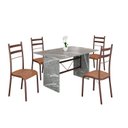 Ver imagem 2 de Conjunto Sala de Jantar Mesa Retangular 120x75cm Tampo Granito Topázio 4 Cadeiras Marselha Marrom