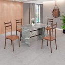 Ver imagem 1 de Conjunto Sala de Jantar Mesa Retangular 120x75cm Tampo Granito Topázio 4 Cadeiras Marselha Marrom