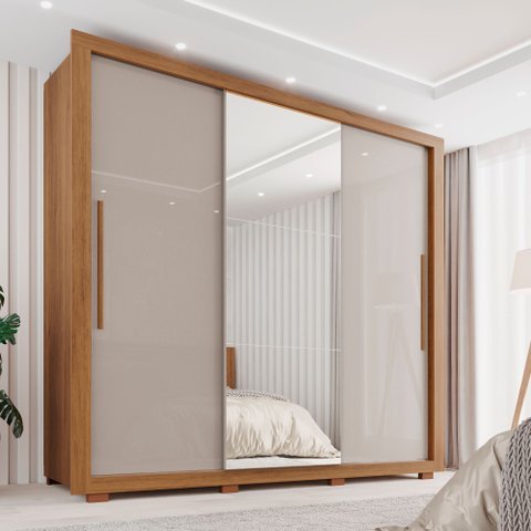 Guarda-roupa Casal com Espelho 3 Portas 4 Gavetas Costa Rica