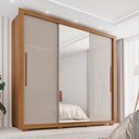 Ver imagem 1 de Guarda-Roupa Casal 3 Portas com Espelho Central 4 Gavetas com Pés Costa Rica Cinamomo/Off White
