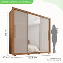 Ver imagem 5 de Guarda-Roupa Casal 3 Portas com Espelho Central 4 Gavetas com Pés Costa Rica Cinamomo/Off White