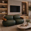 Ver imagem 3 de Sofá Leaf 180 cm 2 Lugares Orgânico Luxo Sala de Estar: Courino Sintético Verde