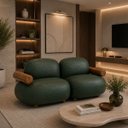 Ver imagem 2 de Sofá Leaf 180 cm 2 Lugares Orgânico Luxo Sala de Estar: Courino Sintético Verde