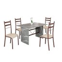 Ver imagem 2 de Conjunto Sala de Jantar Mesa Retangular 120x75cm Tampo Granito Topázio 4 Cadeiras Marselha Marrom/Creme