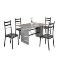 Ver imagem 2 de Conjunto Sala de Jantar Mesa Retangular 120x75cm Tampo Granito Topázio 4 Cadeiras Marselha Preto/Floral/Fosco
