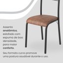 Ver imagem 7 de Conjunto Sala de Jantar Mesa Retangular 120x75cm Tampo Granito Topázio 4 Cadeiras Marselha Preto/C. Marrom/Fosco