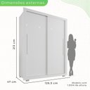 Ver imagem 5 de Guarda-Roupa Solteiro 2 Portas 2 Gavetas com Pés Costa Rica Branco