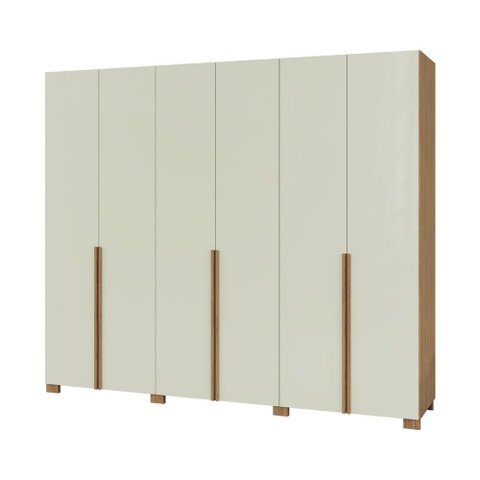 Guarda Roupa Roupeiro 270cm 6 Portas e 4 Gavetas Internas W206 Freijó Off White Dalla Costa