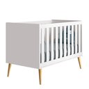 Ver imagem 1 de Berço Mini Cama Retrô Theo com Pé em Madeira Natural – Branco Fosco