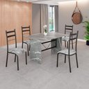 Ver imagem 1 de Conjunto Sala de Jantar Mesa Retangular 120x75cm Tampo Granito Topázio 4 Cadeiras Marselha Preto/Paraopeba/Fosco
