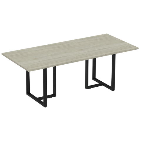 Mesa de Reunião Retangular 260 x120 cm Pé Tubular PE25 em MDP Cor Nogueira CasaBlanca Base Preta