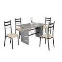 Ver imagem 2 de Conjunto Sala de Jantar Mesa Retangular 120x75cm Tampo Granito Topázio 4 Cadeiras Marselha Preto/Creme/Fosco