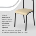 Ver imagem 7 de Conjunto Sala de Jantar Mesa Retangular 120x75cm Tampo Granito Topázio 4 Cadeiras Marselha Preto/Creme/Fosco