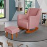 Poltrona Amamentação C / Balanço Cadeira Descanso Aquila com Puff Veludo Rosa - 1