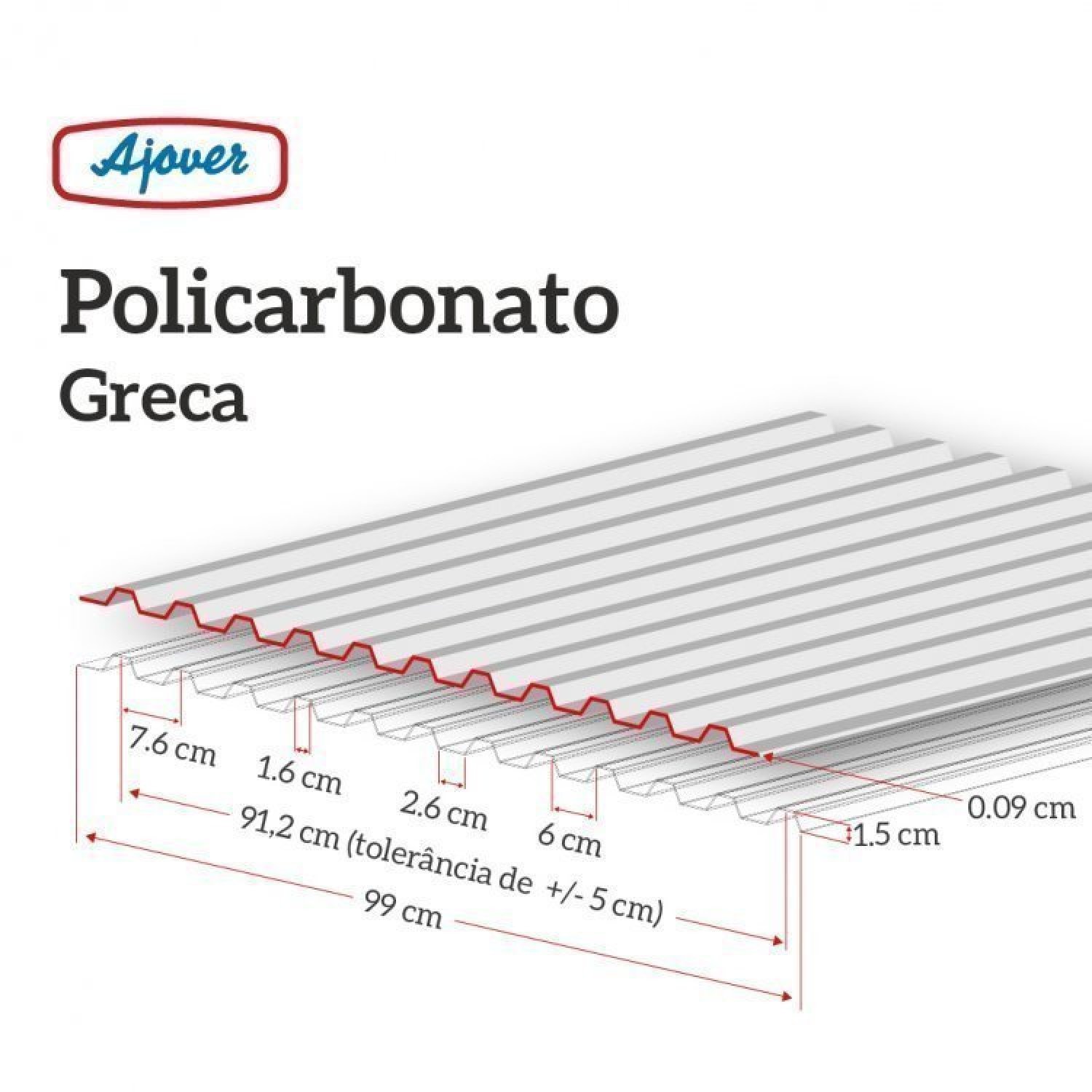 Kit com 15 Telhas Policarbonato 244cm X 99cm Grega - 5