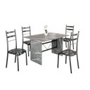 Ver imagem 2 de Conjunto Sala de Jantar Mesa Retangular 120x75cm Tampo Granito Topázio 4 Cadeiras Marselha Prata/Preto Floral/Mart