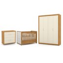 Ver imagem 1 de Dormitório Tutto New 4 Portas, Cômoda 4 Gavetas e Berço Freijó/off White com Capitonê - Matic M
