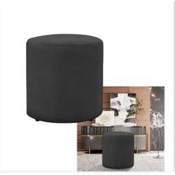 Puff Banqueta Viena Decorativo Redondo Veludo Cinza - 4