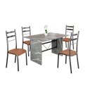 Ver imagem 2 de Conjunto Sala de Jantar Mesa Retangular 120x75cm Tampo Granito Topázio 4 Cadeiras Marselha Prata/C. Marrom/Mart