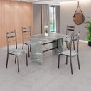 Ver imagem 1 de Conjunto Sala de Jantar Mesa Retangular 120x75cm Tampo Granito Topázio 4 Cadeiras Marselha Prata/Paraopeba/Mart