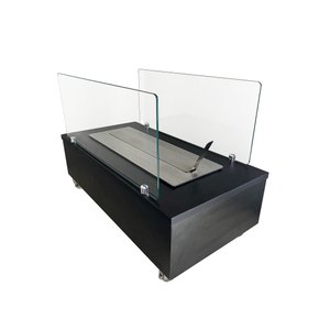 Lareira Ecológica 60 Cm Inox Etanol Álcool Rodízios Preto Aquecedor Vidros
