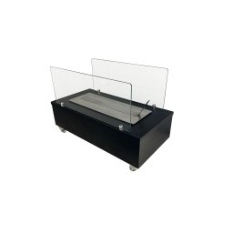 Lareira Ecológica 60 Cm Inox Etanol Álcool Rodízios Preto Aquecedor Vidros - 6