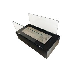 Lareira Ecológica 60 Cm Inox Etanol Álcool Rodízios Preto Aquecedor Vidros - 2