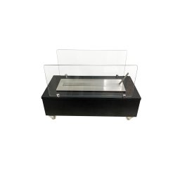 Lareira Ecológica 60 Cm Inox Etanol Álcool Rodízios Preto Aquecedor Vidros - 4
