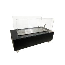 Lareira Ecológica 60 Cm Inox Etanol Álcool Rodízios Preto Aquecedor Vidros - 5