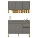 Ver imagem 1 de Cozinha Modulada Line Composição 6 Gris Freijó - Kits Paraná
