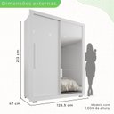 Ver imagem 4 de Guarda-roupa com Espelho Solteiro 2 Portas 2 Gavetas Costa Rica