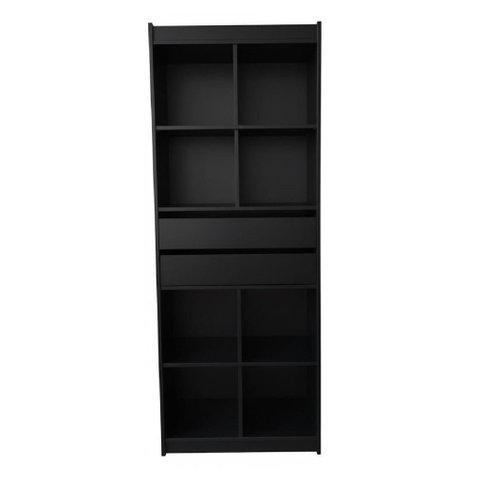 Estante Colmeia com Gaveta 100% Mdf Preto - Suprema Móveis