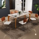 Ver imagem 2 de Mesa De Jantar Capri 160 Off White Com 6 Cadeiras Allana B05 Couríssimo Camel Linho Cru - Lyam