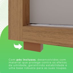 Guarda-roupa com Espelho Solteiro 2 Portas 2 Gavetas Costa Rica - 10
