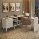 Ver imagem 1 de Mesa de Escritório em L com 3 Gavetas Porto Multimóveis Mp6044 Branco