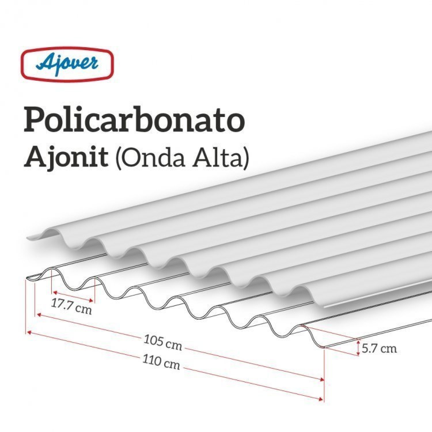 Kit com 10 Telhas Policarbonato 183cm X 110cm Onda Alta - 5