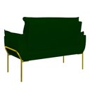 Ver imagem 3 de Kit 2 Poltronas + Namoradeira Pé Metal Dourado Recepção Sala Cor:verde