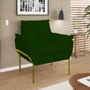 Ver imagem 4 de Kit 2 Poltronas + Namoradeira Pé Metal Dourado Recepção Sala Cor:verde