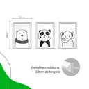 Ver imagem 5 de Kit 3 Quadros Decorativos Animais Preto e Branco 24x34cm MDF